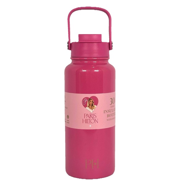 Paris Hilton Other - Paris Hilton 30oz Pink Shimmer Insulated Water Bottle Tumbler 2 In 1 Lid